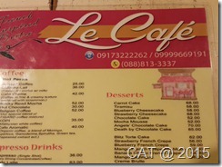 le cafe menu malaybalay contact number